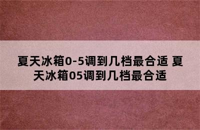 夏天冰箱0-5调到几档最合适 夏天冰箱05调到几档最合适